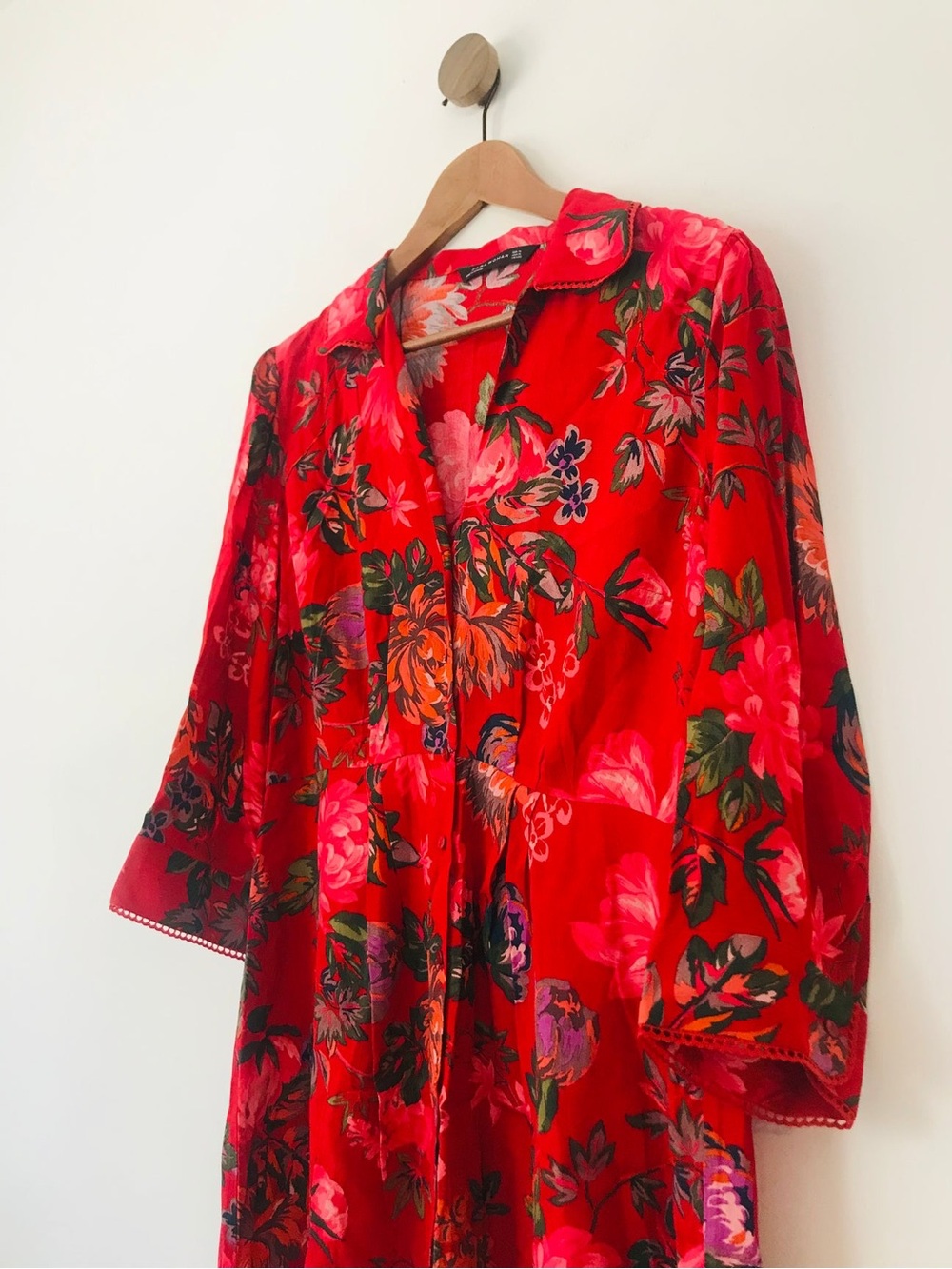 Zara Red Floral Midi Dress